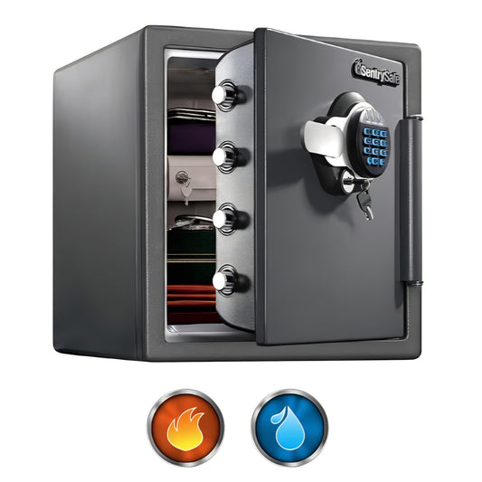 SentrySafe Waterproof and Fireproof Alloy Steel Digital Safe Box for Home with Code Button Keypad