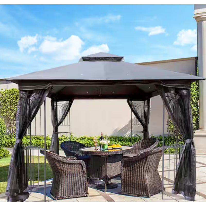 Gazebo Canopy Tent with Ventilated Double Roof and Detachable Mosquito Net 10 ft. x 10 ft.