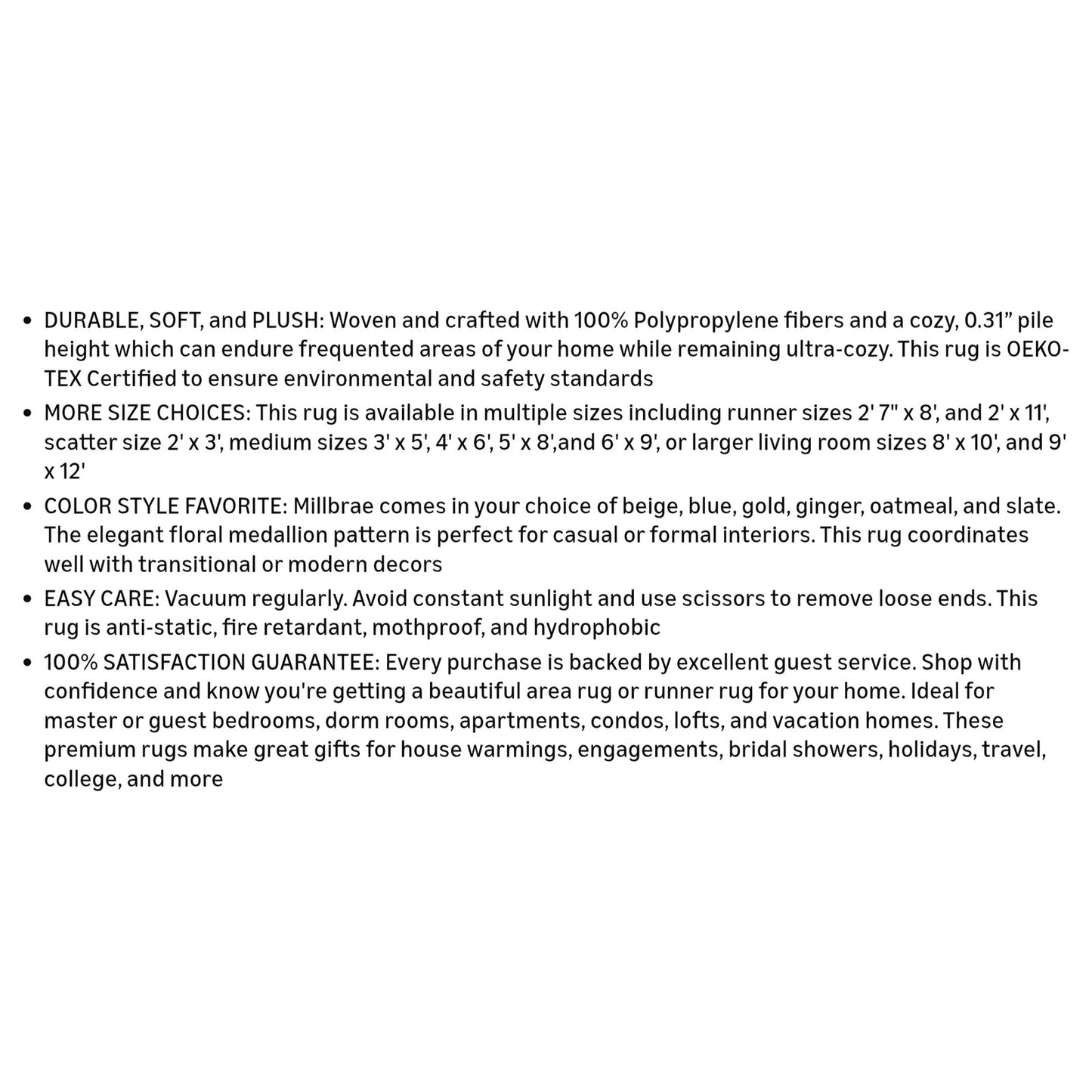 Superior Millbrae Floral Medallion Indoor Area Rug for Living Room, Bedroom 10 X 8 ft, Gold