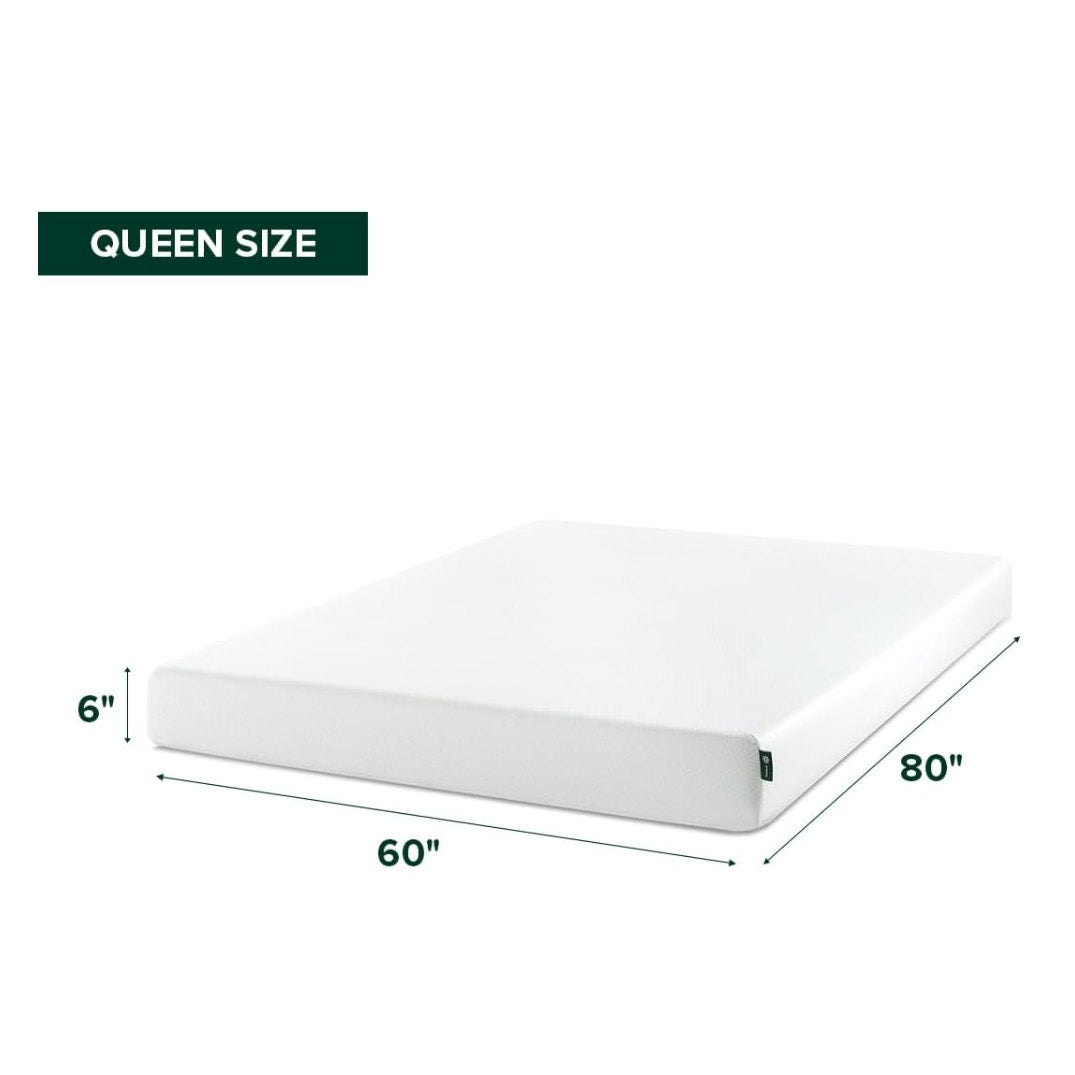 Zinus 6 Inch Queen Green Tea Memory Foam Mattress, Medium Firm Feel Pressure-Relieving Comfort