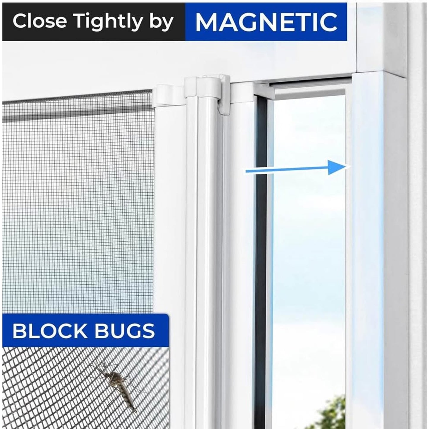 Retractable Door Screen for Single Door, Free Stop Sliding Patio Doors - Durable White Aluminium Fra