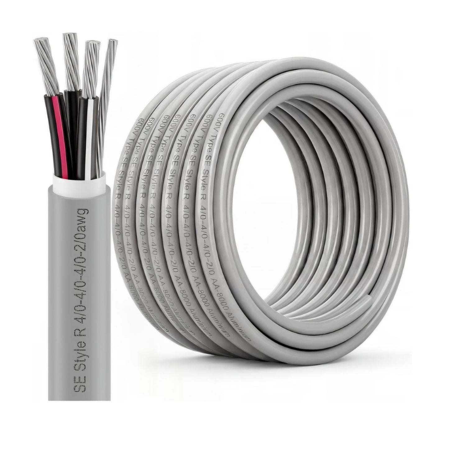 FairySandy 75' 4/0-4/0-4/0-2/0 SER Aluminum Service Entrance Cable 600V Aluminum 4/0 Wire