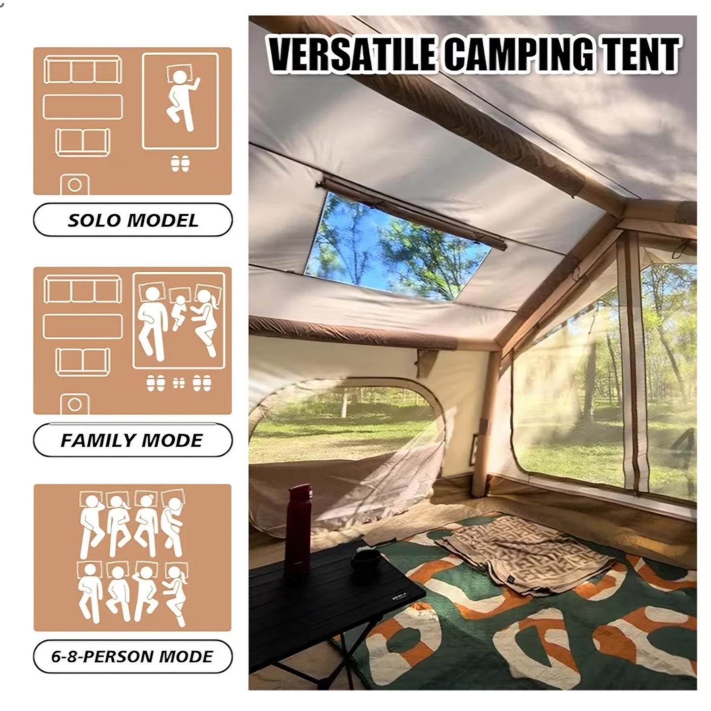 Inflatable Tents for Camping Large Inflatable Camping Tent with Hand Pump, Easy Setup Tents for 4-6