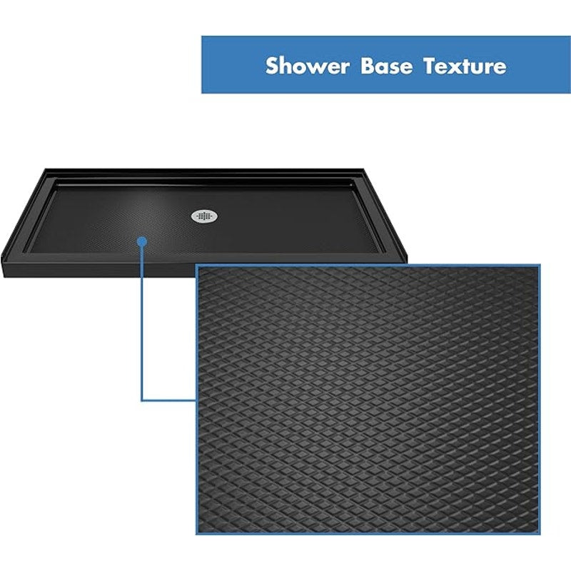 DreamLine SlimLine 34 in. D x 48 in. W x 2 3/4 in. H Center Drain Single Threshold Shower Base in Black, DLT-1134480-88