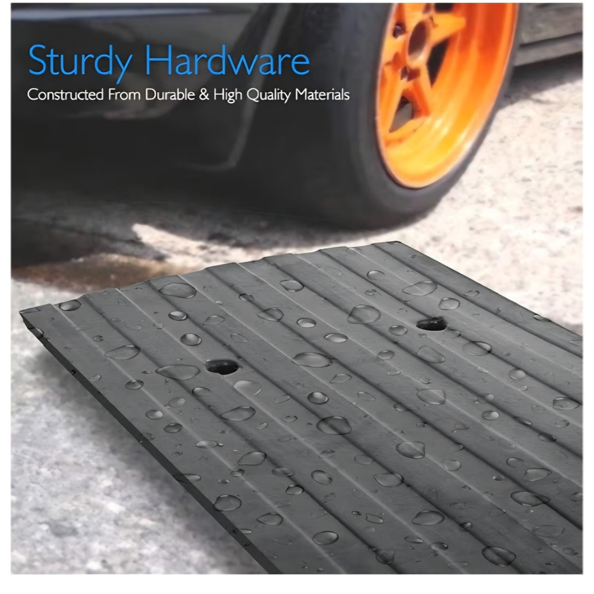 Pyle Car Driveway Curbside Bridge Ramp - Heavy Duty Rubber Threshold Curb Ramp