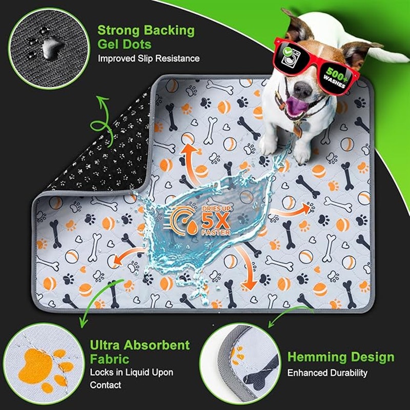 Hompet Dog Grass Pad with Tray Large, 52.7"x35", 2 Reusable Artificial Turf for Dogs Potty,