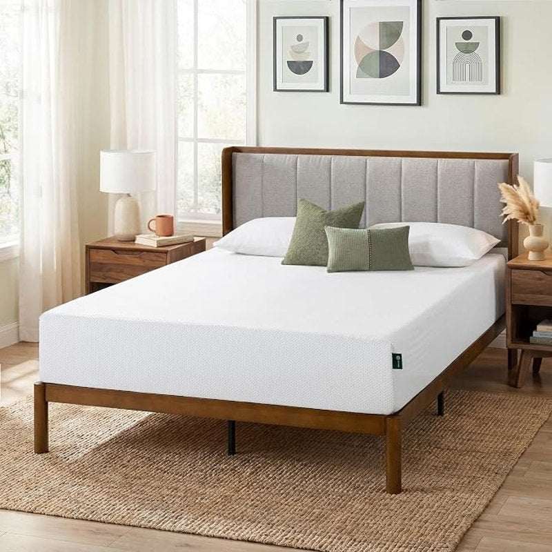 Queen Zinus 10 In Green Tea Cooling Memory Foam Mattress, Fiberglass Free, Medium Firmness,in A Box