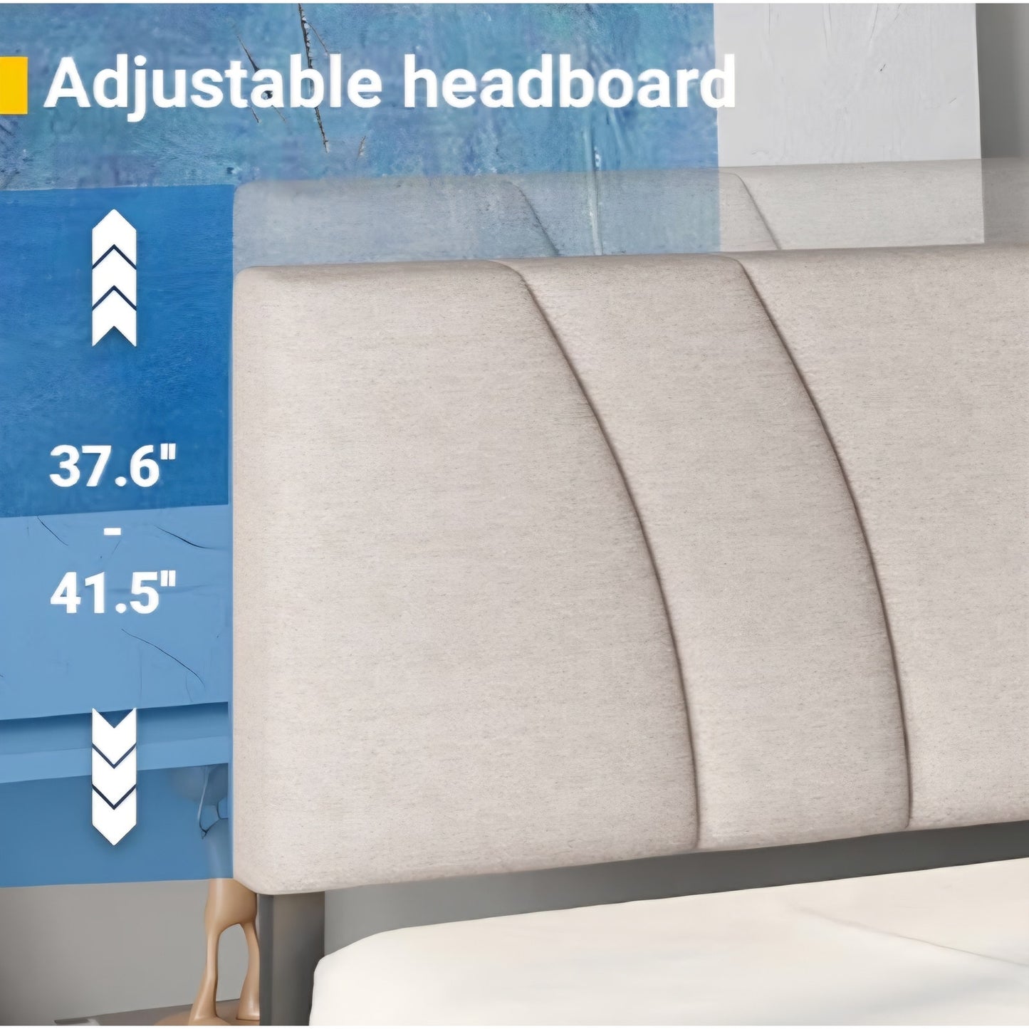 Avenco King Bed Frame, Upholstered Platform Bed Frame with Adjustable Headboard