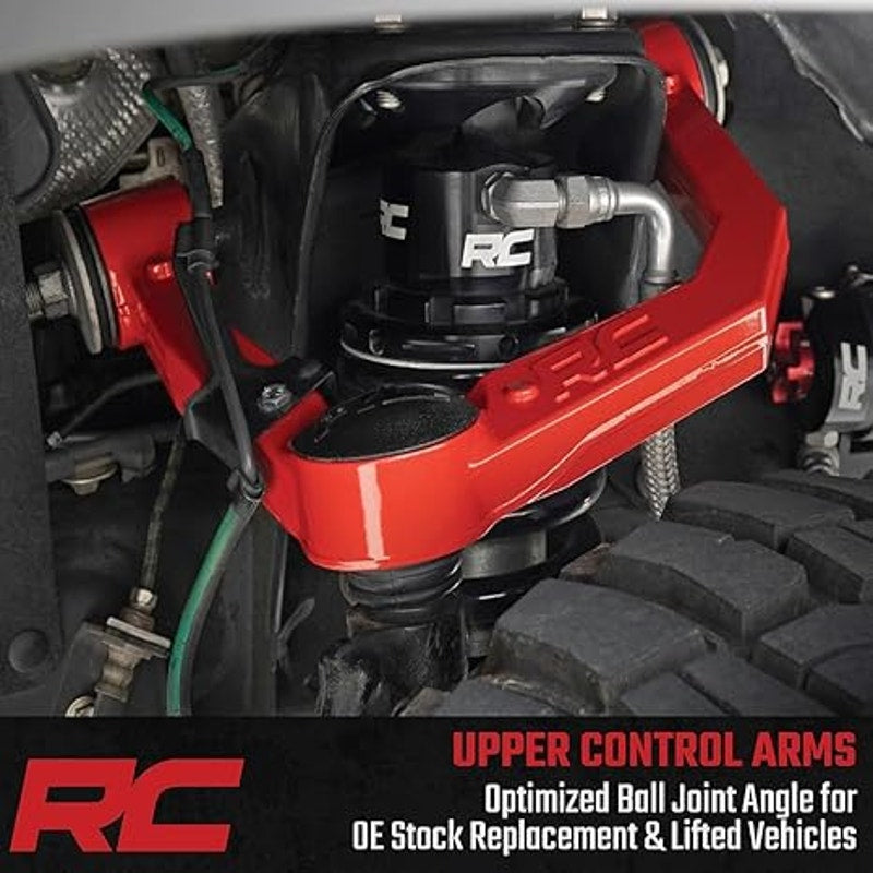 Rough Country Forged Aluminum Upper Control Arms for 12-18 Ram 1500-31201RED, Red Finish Color