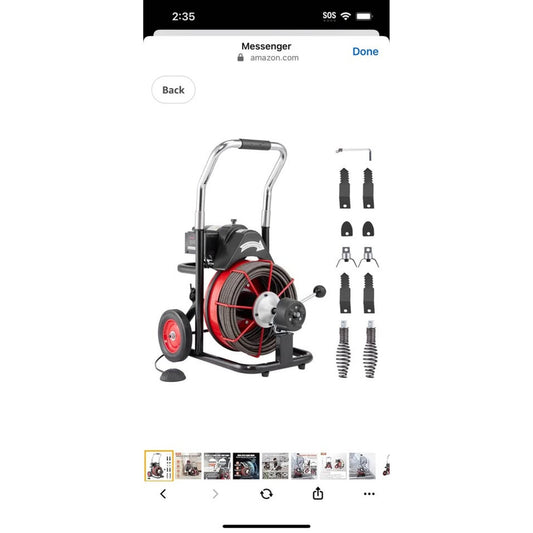 VEVOR Drain Cleaner Machine 100FT x 1/2 Inch, Auto Feed Sewer Snake Auger on Wheels, 550W Portable D