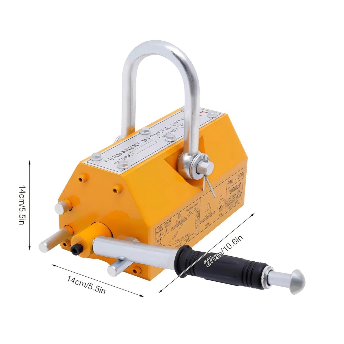 Magnetic Lifter, 2200lbs/1000kg Pulling Capacity, Steel, Neodymium, Lifting Magnet with Release,