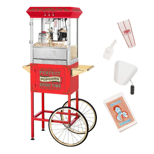 Great Northern Popcorn Company 5995 10 oz. Perfect Popper Popcorn Machine with Cart - Red