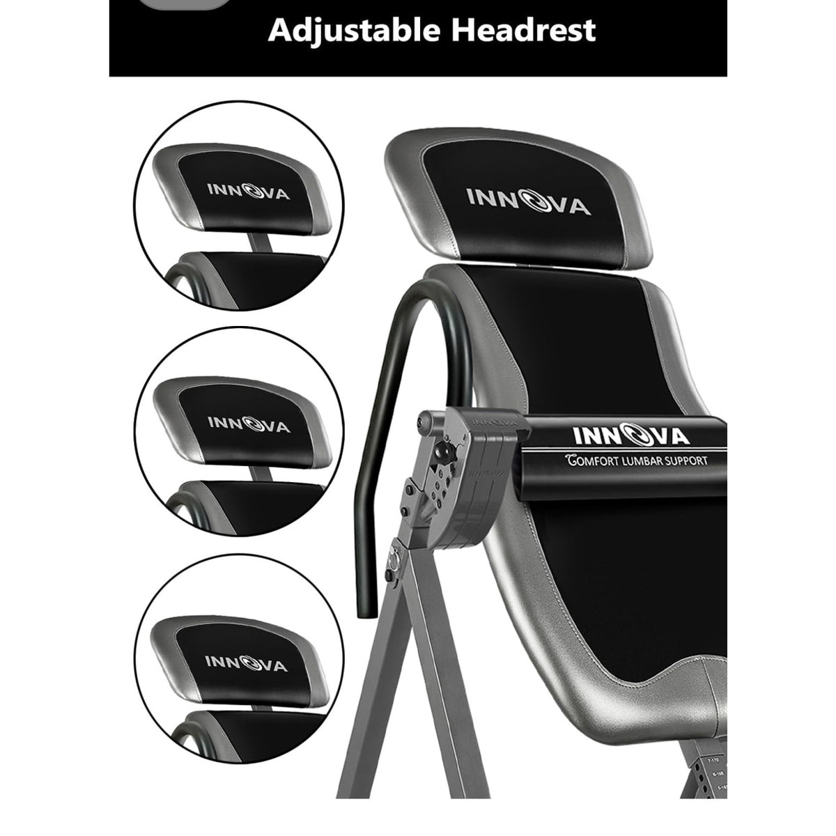 Innova Inversion Table with Adjustable Headrest, Reversible Ankle Holders