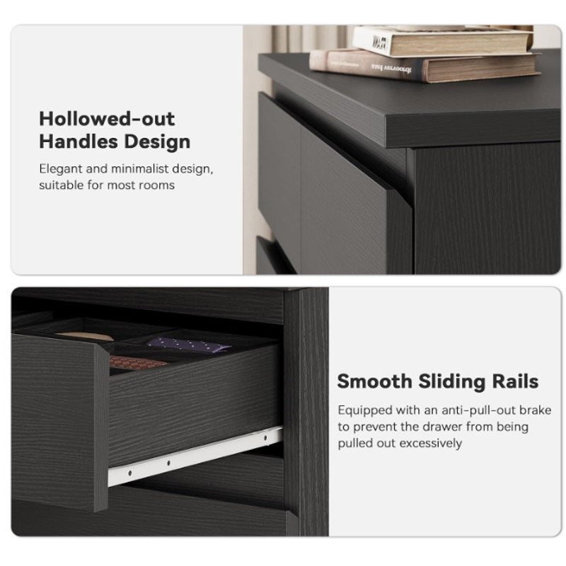 Black Tall 7 Drawer Dresser for Bedroom, Modern Wood Closet Dressers & Chests of Drawers