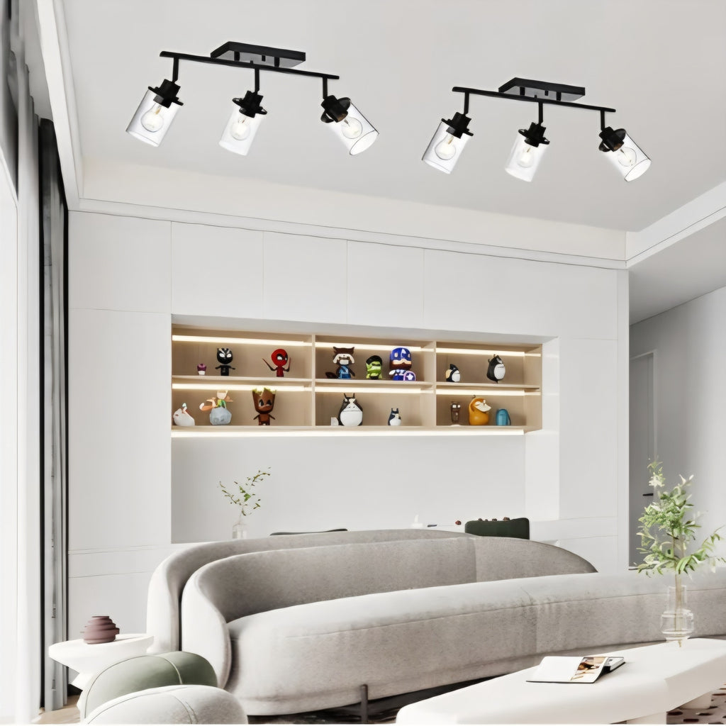 3-Light Kitchen Track Light Fixtures Ceiling Vanity Lights Black, Bathroom Track Lighting Kit