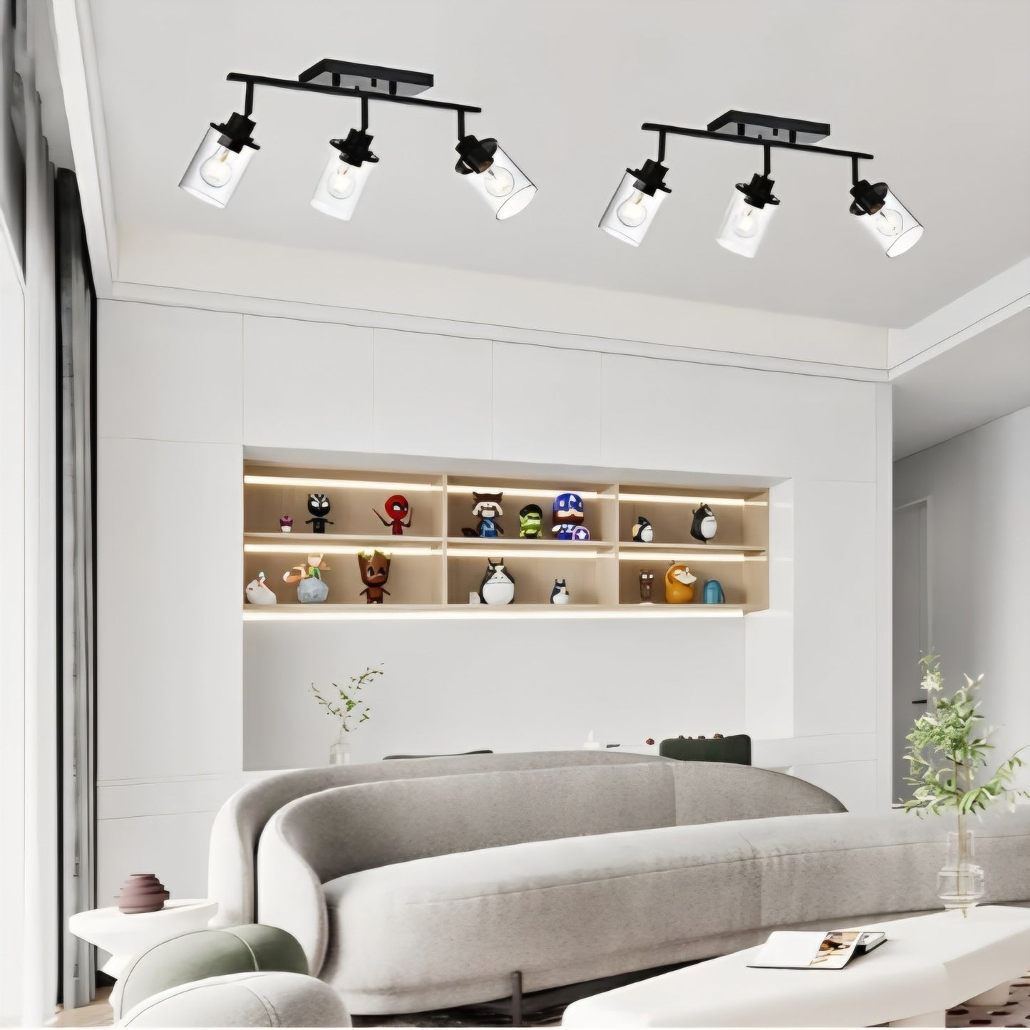 3-Light Kitchen Track Light Fixtures Ceiling Vanity Lights Black, Bathroom Track Lighting Kit