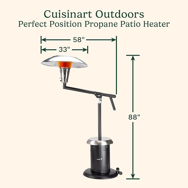 Cuisinart Perfect Position Propane Patio Heater with Hidden Tank and Drink Table, Swivel Arm