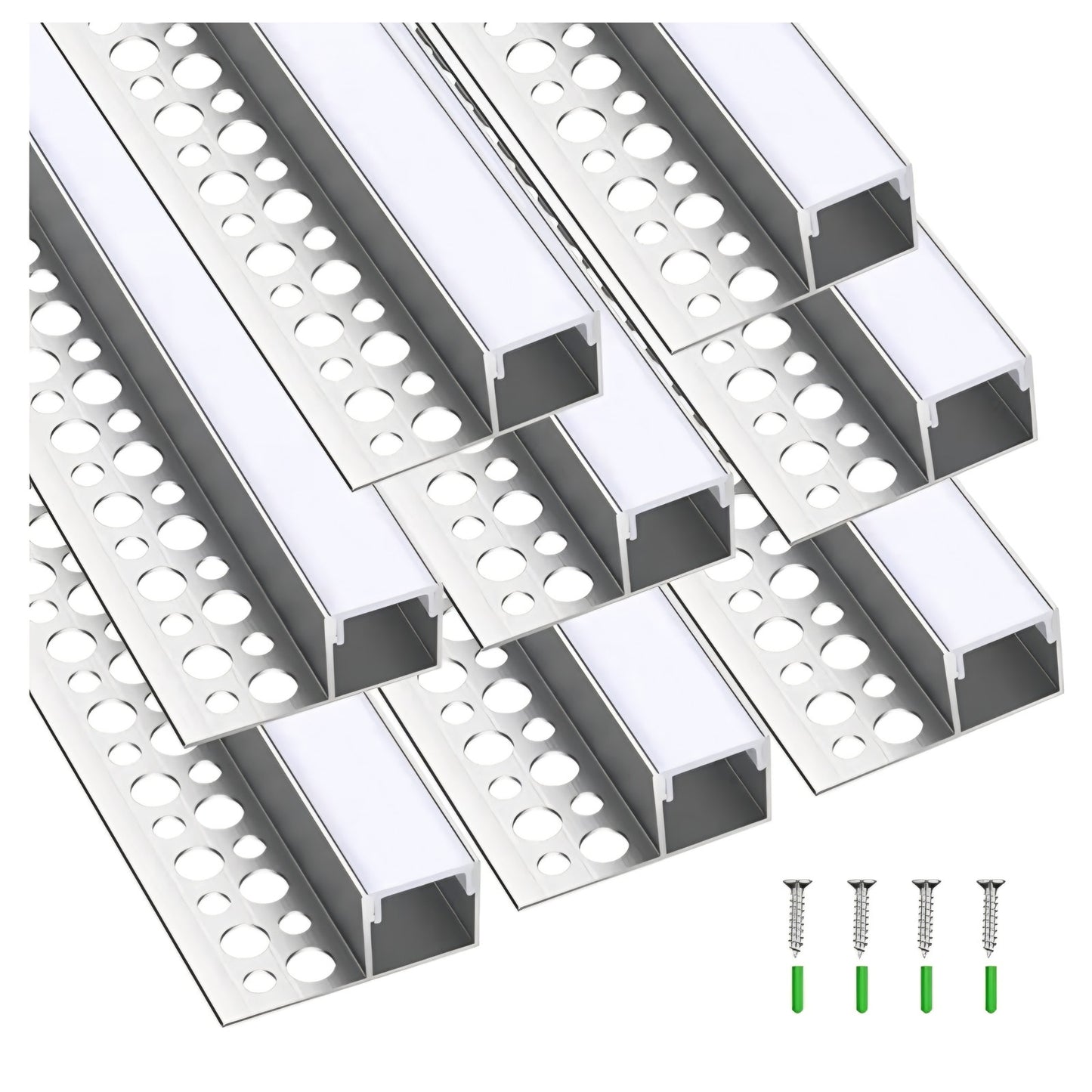 8 Pcs 6.6ft/ 2 Meter Plaster in LED Channel Trimless Single Sided LED Diffuser