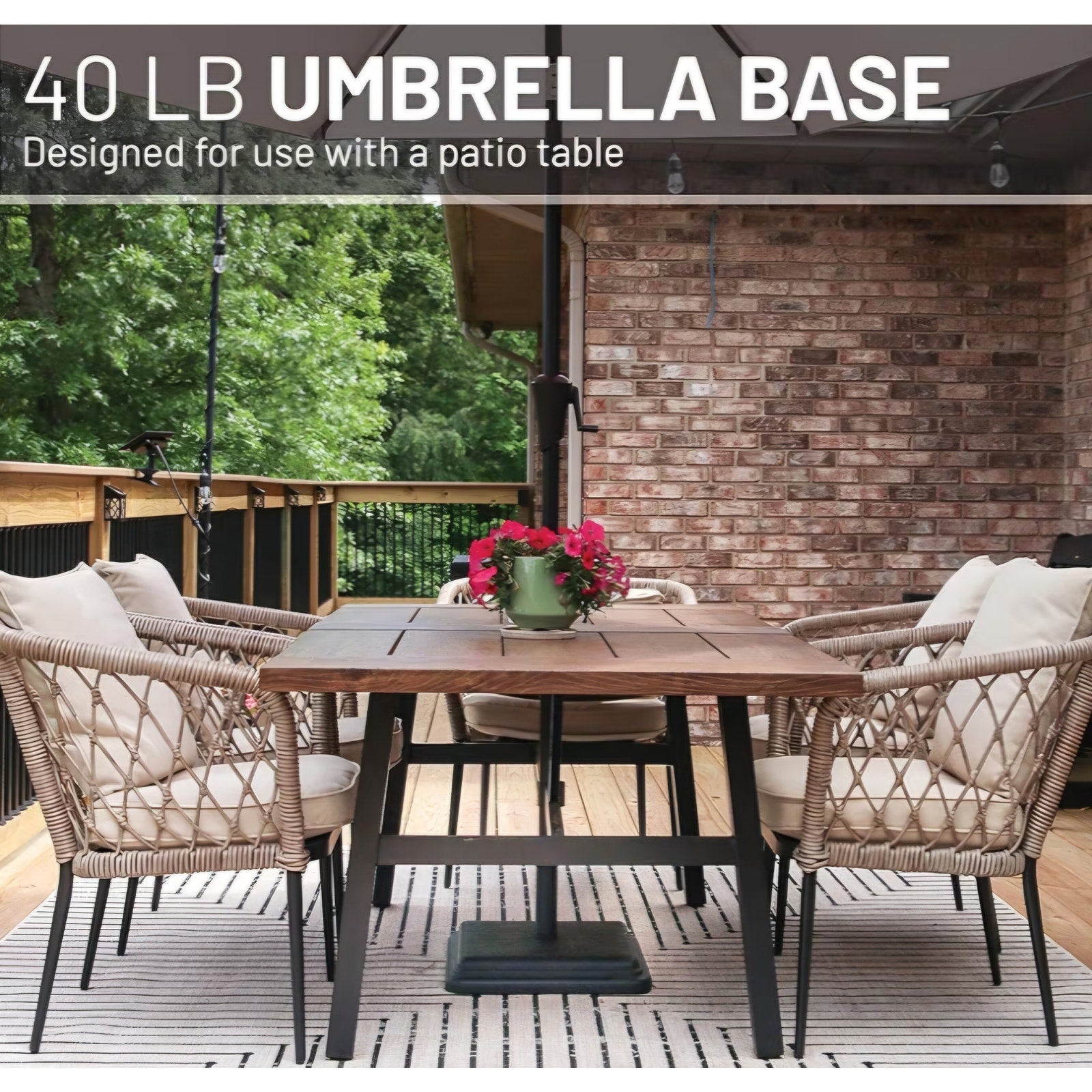 US Weight 40 Pound Umbrella Base - Weighted Umbrella Base For Use With Patio Table