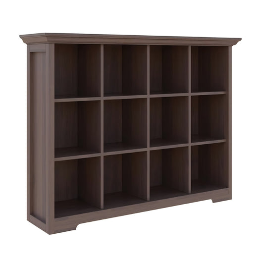 Cube Shelf Bookcase with Base - Wooden 3 Tiers Floor Standing Low Storage Cabinet for Home