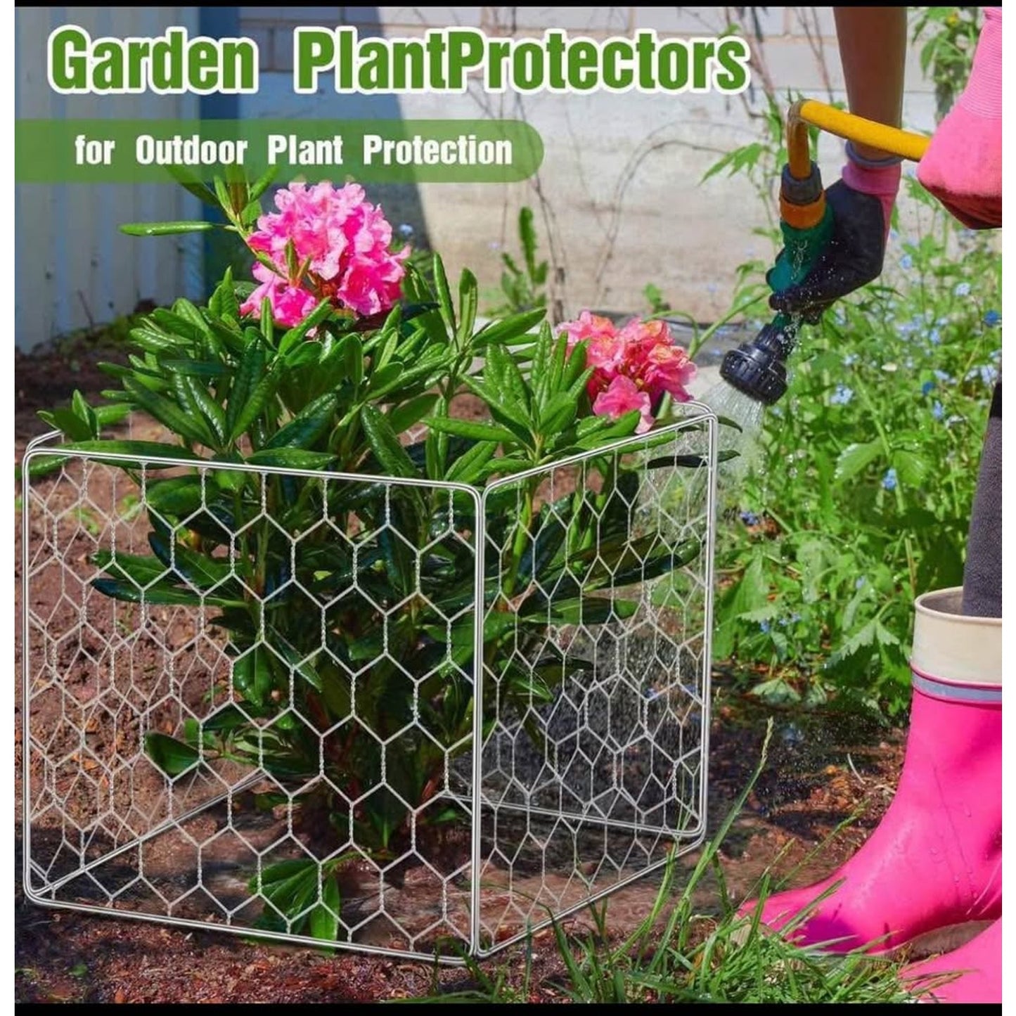 Zubebe 16 set wire plant protectors square wire plant cages mesh 12 x 20