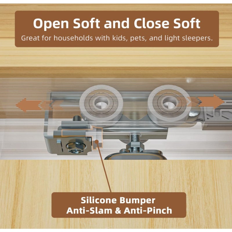 36"x80" Pocket Door Frame Kit, 200LBS Two-Way Soft Close Mechanism