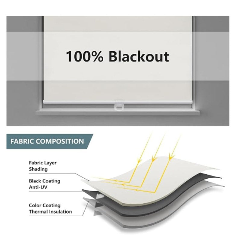 IVORY AOSKY Blackout Cordless Roller Shade for Indoor Windows (70"W x 72"H OR 62"W x 72"H)