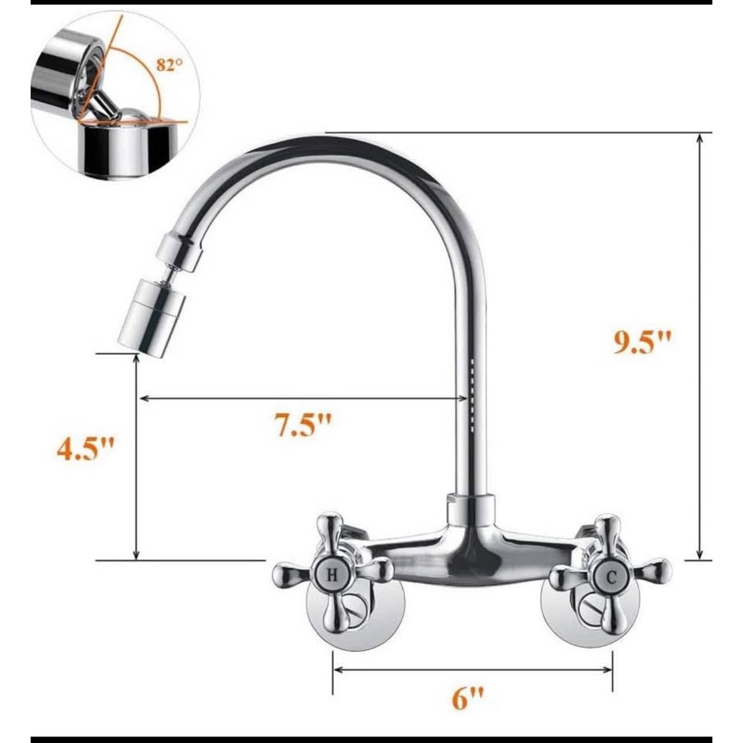 Wall Mount Kitchen Sink Faucet, 6 Inch Center Sink Faucet, in Wall Faucet Kitchen Sink, Kitchen Wall