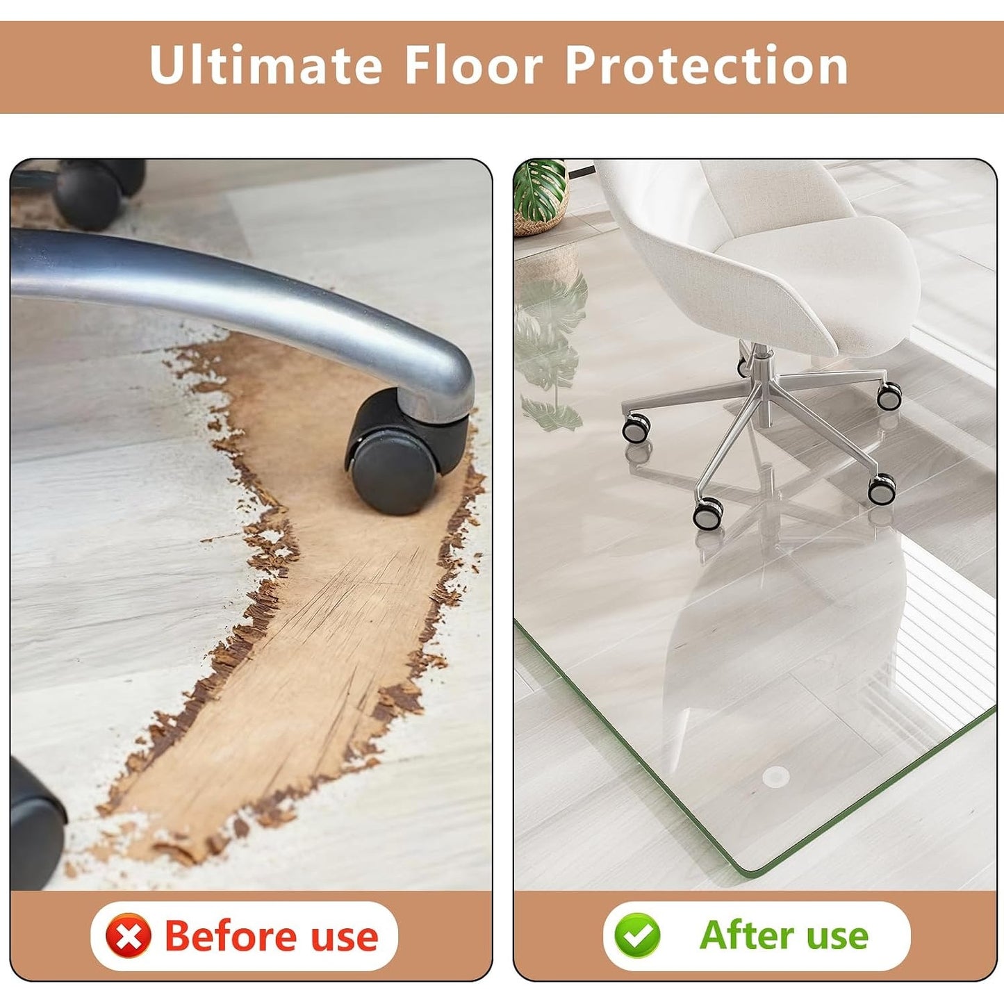 Tempered Glass Chair Mat for Carpet & Hard Floor, 48"x60" Chair Mat, Heavy Duty & Scratch Resistant