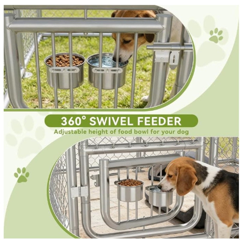 COMHOMA 10×10FT Outdoor Dog Kennel withAdjustable Bowls Feeder Heavy Duty Extra-Large Dog Enclosure