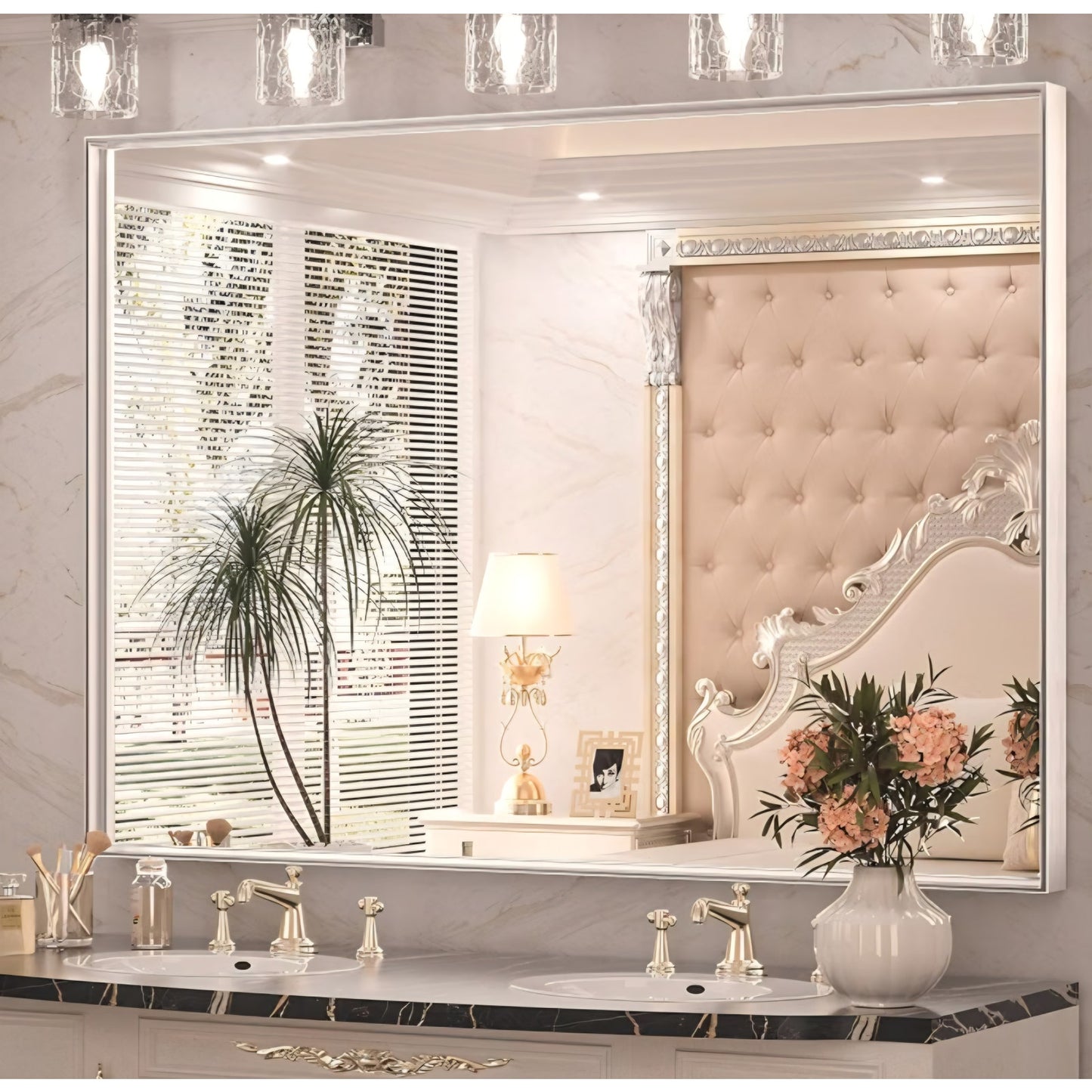 Keonjinn 48 x 36 Inch Silver Bathroom Mirror for Over Sink Large Rectangle Wall Mirror