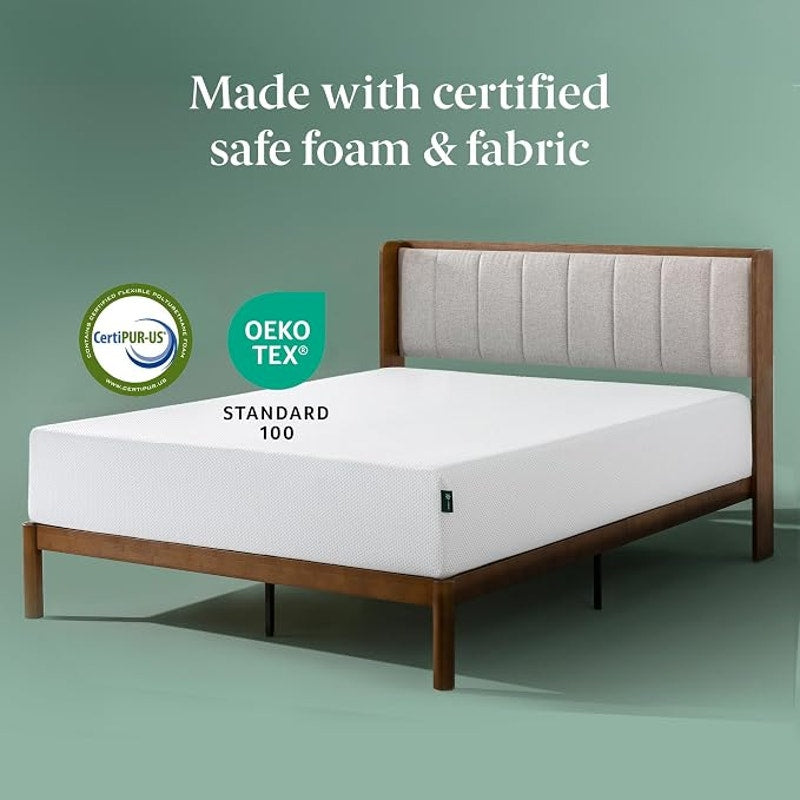 Queen Zinus 10 In Green Tea Cooling Memory Foam Mattress, Fiberglass Free, Medium Firmness,in A Box