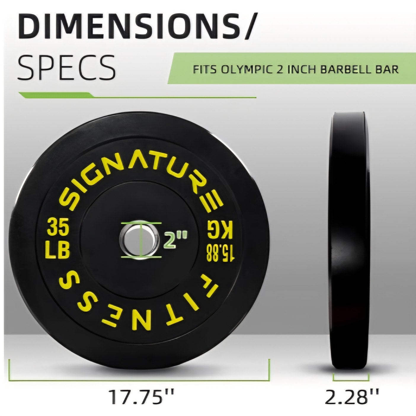 35 Lb Plate  itvids Olympic Bumper Plate 2" Weight Plates for Strength Training & Weightlifting