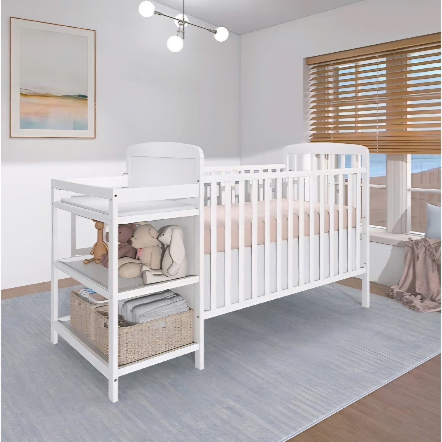 Dream On Me Anna 3-in-1 Convertible Full-Size Baby Crib & Changer with Storage in White