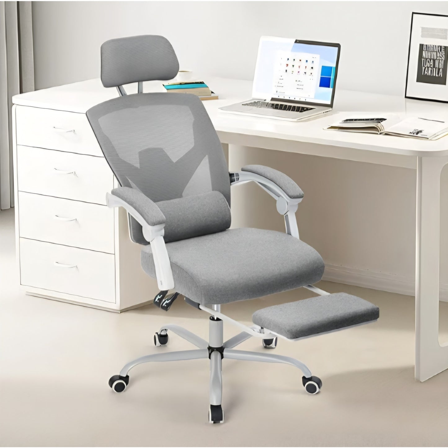 Office Computer Desk Chair with Footrest,Ergonomic High-Back Mesh Rolling Work