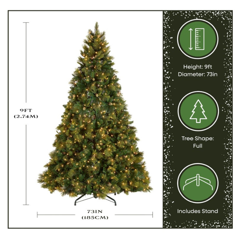National Tree Company 9ft Pre-Lit Carolina Pine Artificial Christmas Tree