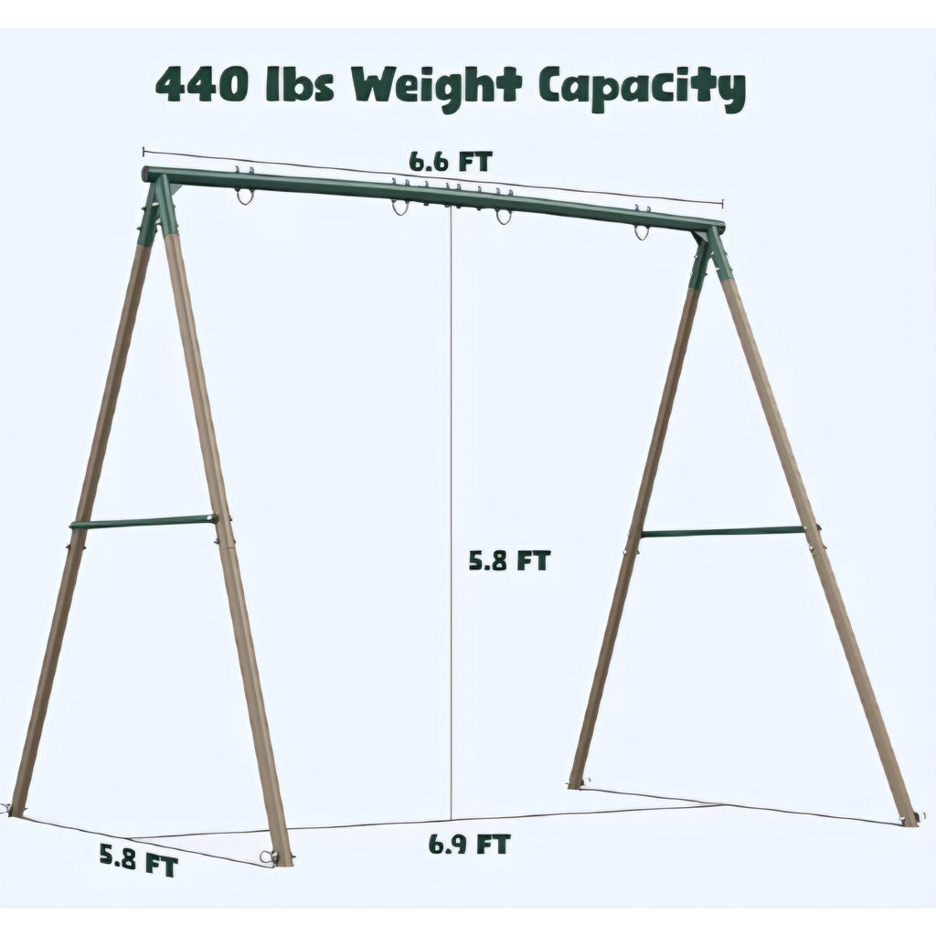 Swing Sets for Backyard with 45" Platform Saucer Swing and Belt Swing, 440 lbs Swingset Outdoor