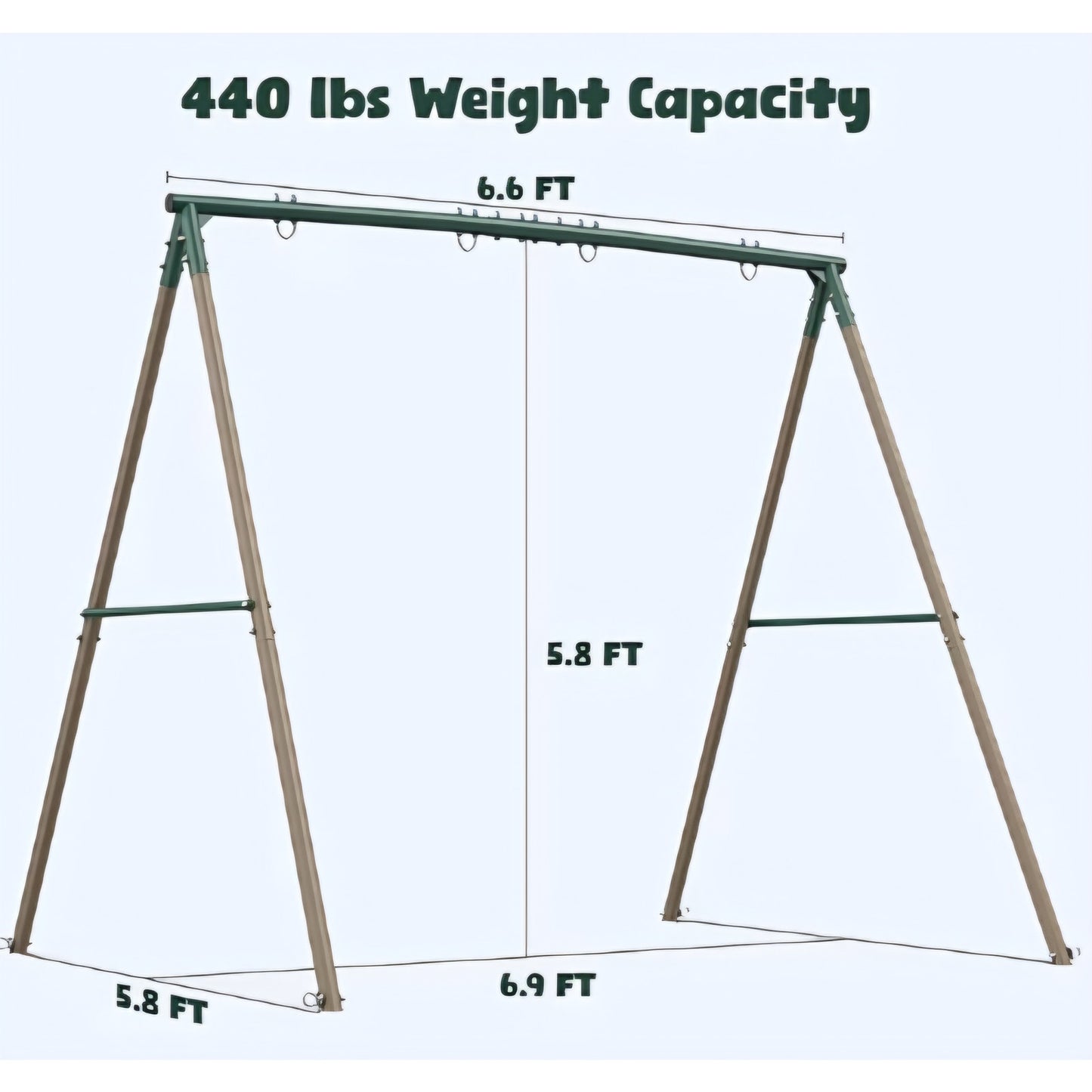 Swing Sets for Backyard with 45" Platform Saucer Swing and Belt Swing, 440 lbs Swingset Outdoor
