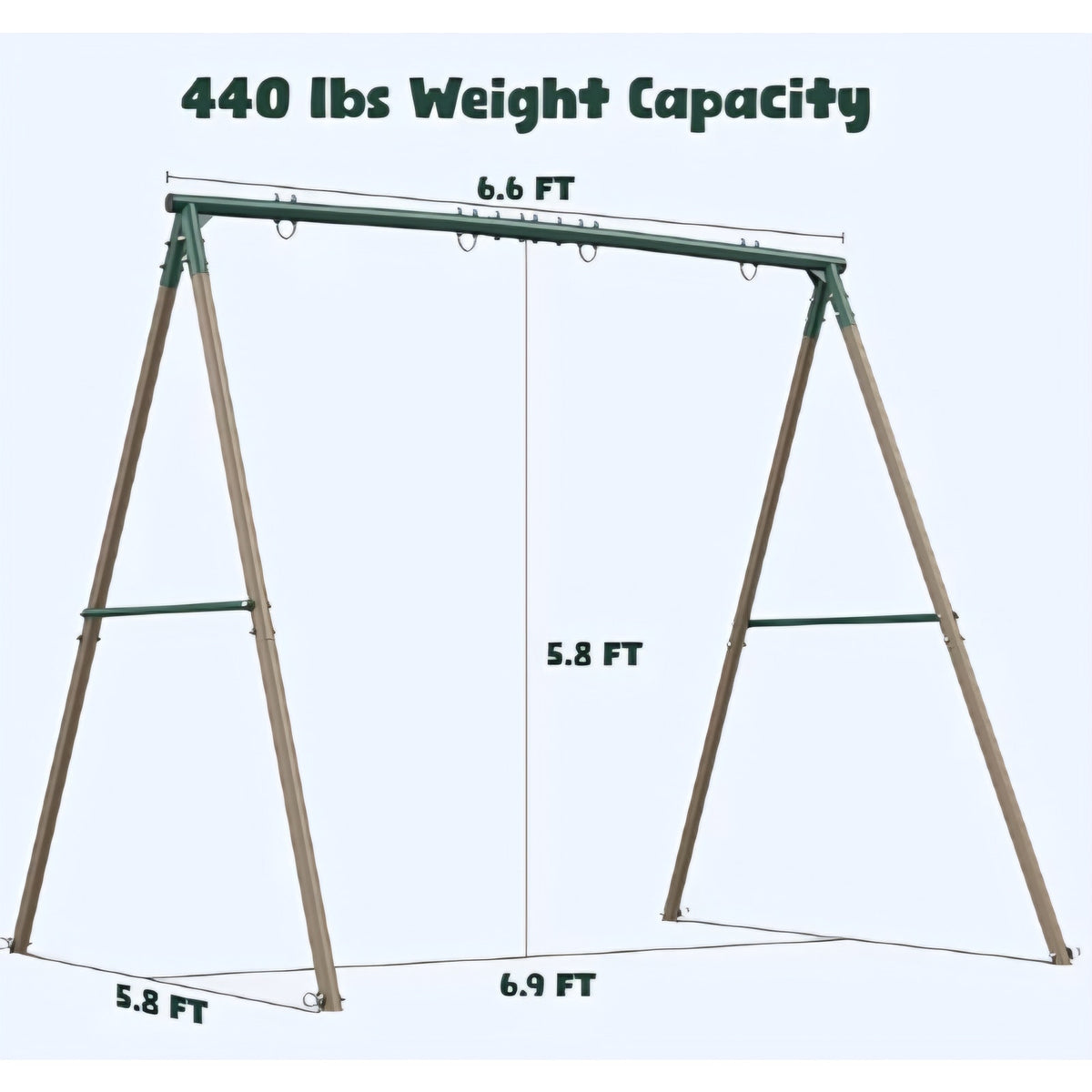 Swing Sets for Backyard with 45" Platform Saucer Swing and Belt Swing, 440 lbs Swingset Outdoor