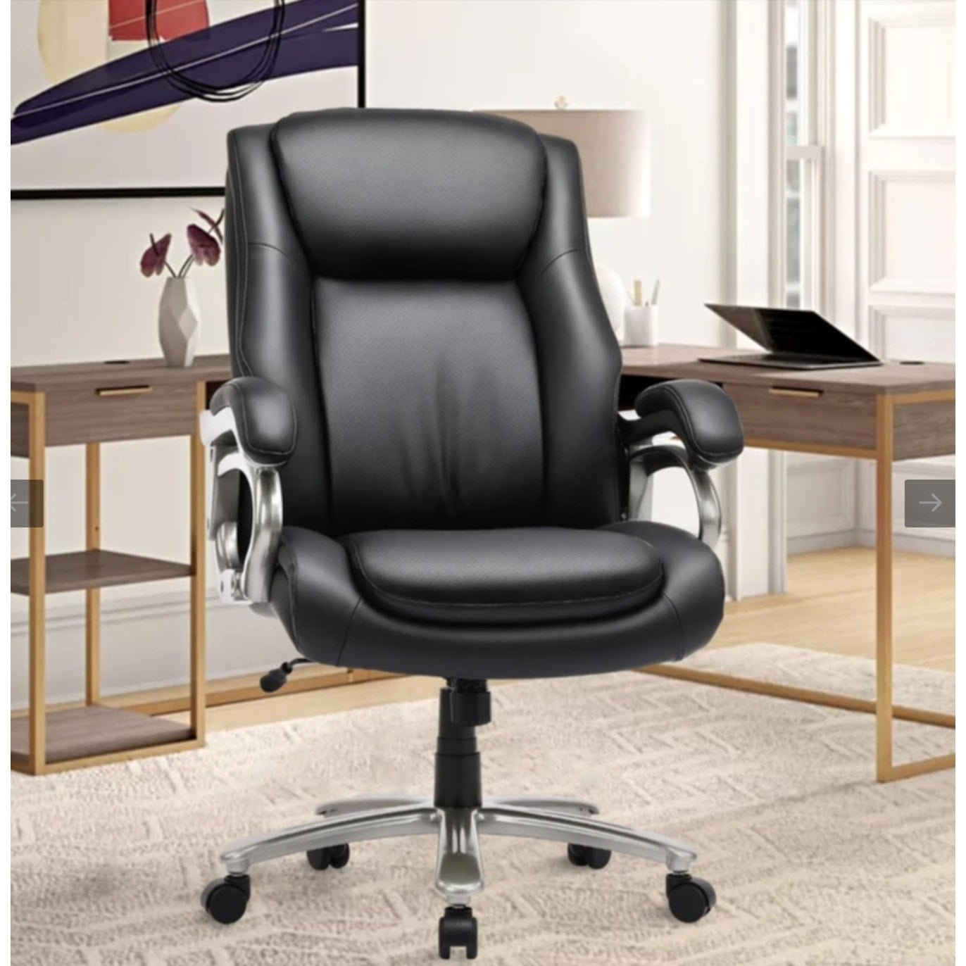 COLAMY Big Tall Office Chair 400lbs Wide Seat, High Back PU Leather Executive Desk Chair