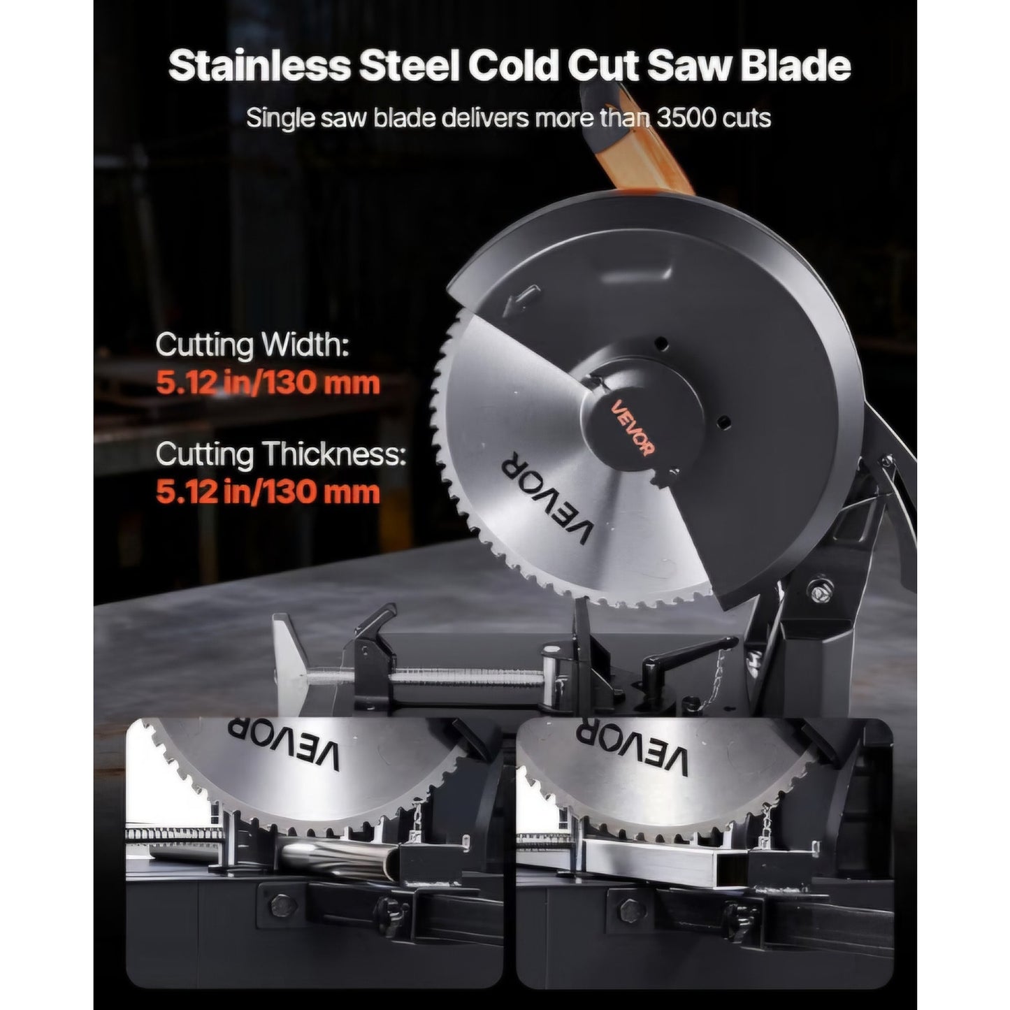 VEVOR Chop Saw, 14-inch Stainless Steel Cold Cut Blade, 3500 W Powerful Brushless Motor, 750-1200