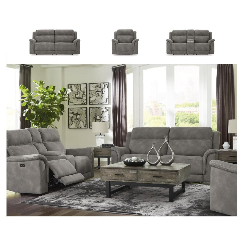 Signature Design by Ashley Power Reclining Loveseat Sofa with Console Faux leather look