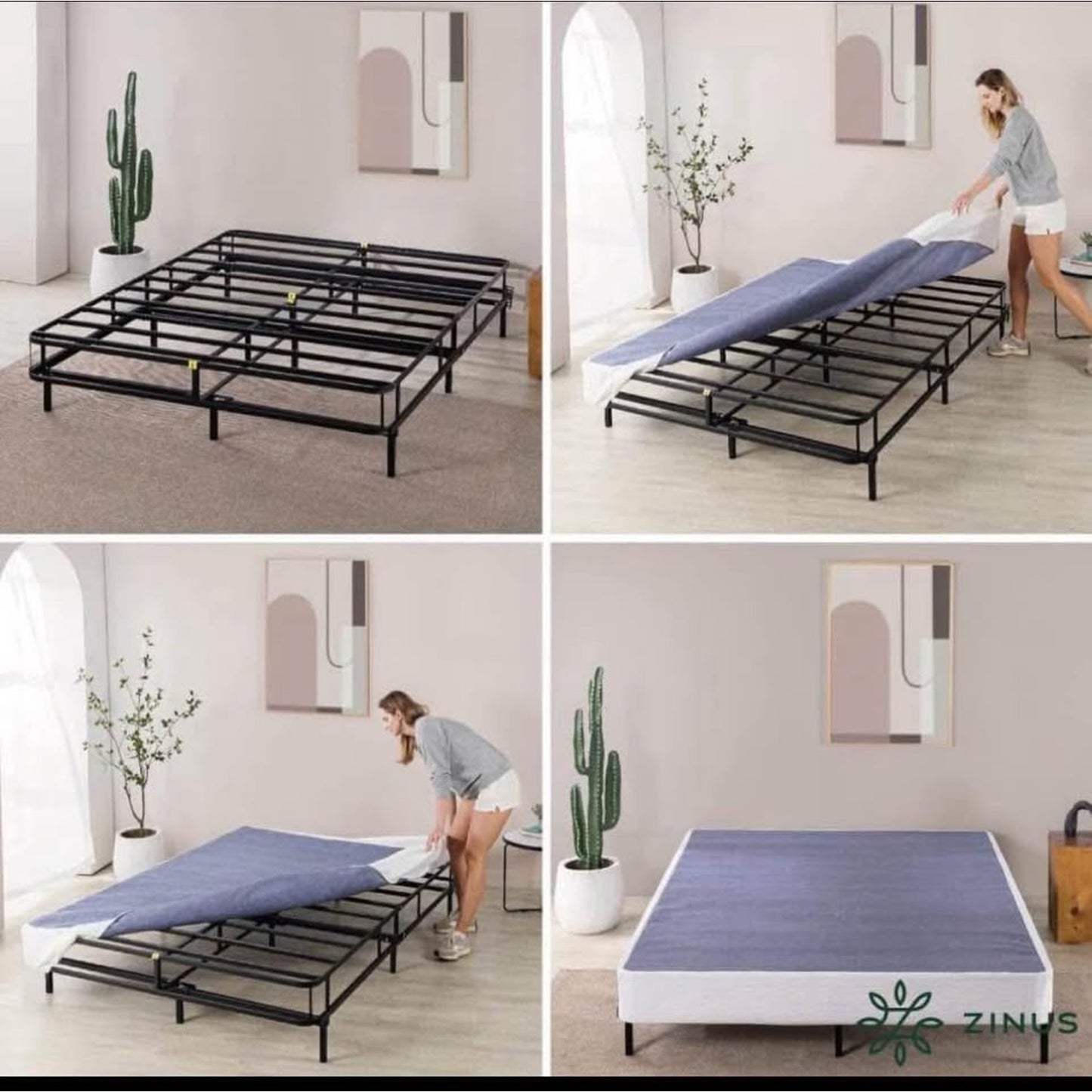 ZINUS Keenan Metal Mattress Foundation, Standing Box Spring, Headboard Brackets Included, Easy Assem