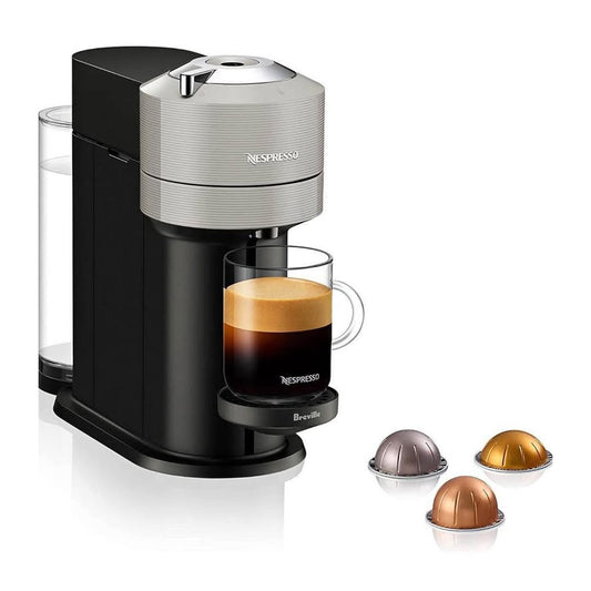 Nespresso Vertuo Next Coffee and Espresso Maker by Breville, with Aeroccino Milk Frother, Light Grey