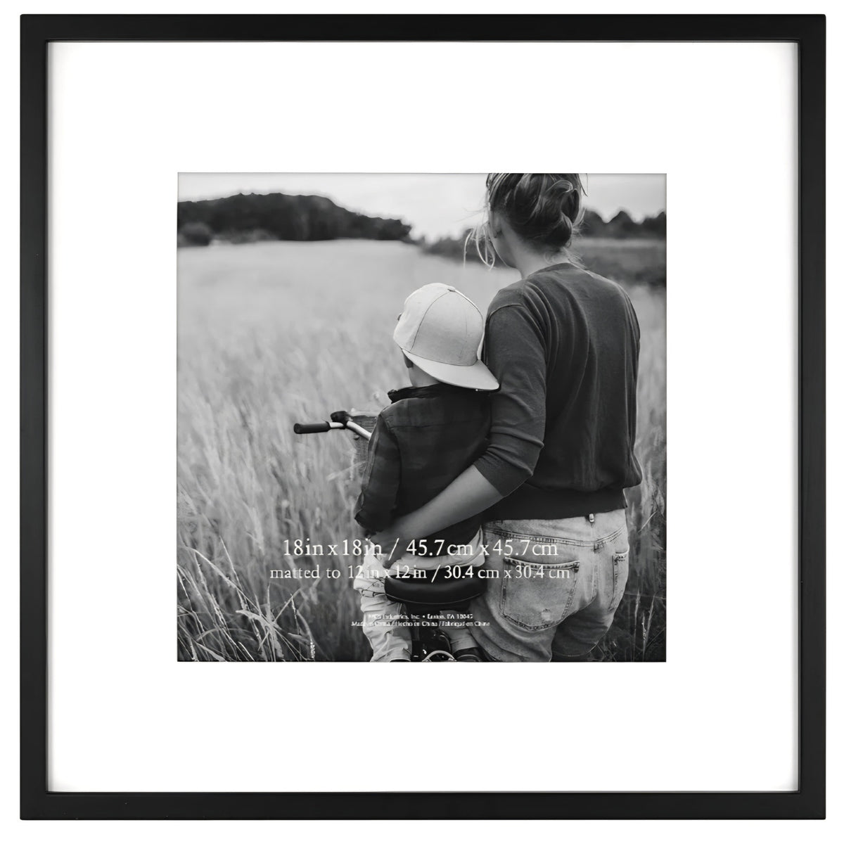 MCS East Village 18x18 Matted Square Picture Frame with 12x12 Photo Display, Black Wall Hangi