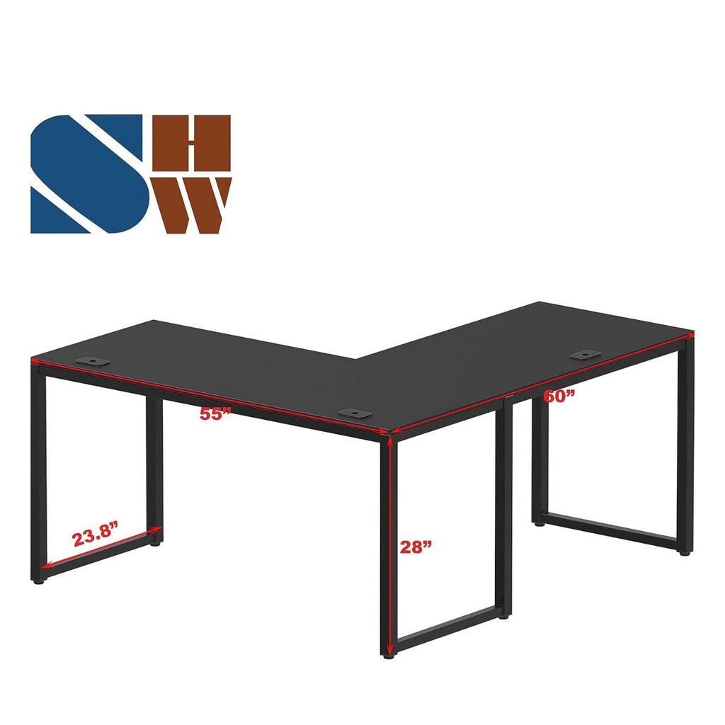 L-Shape Corner Office Computer Desk, Black