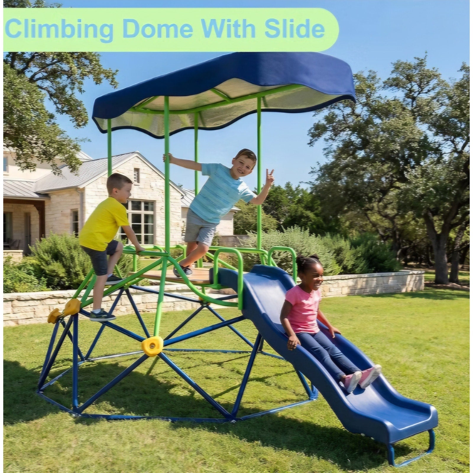 6ft Climbing Dome with Slide for Kids Ages 3-8, 600LBS Heavy Duty Outdoor Jungle Gym Play Equipment
