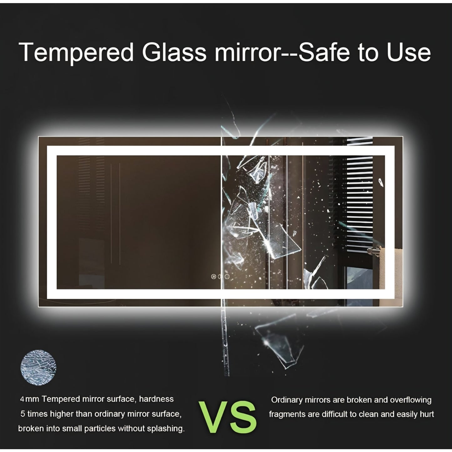 Amorho LED Bathroom Mirror 60'' X36'' with Front and Backlight, Large Dimmable Wall Mirrors