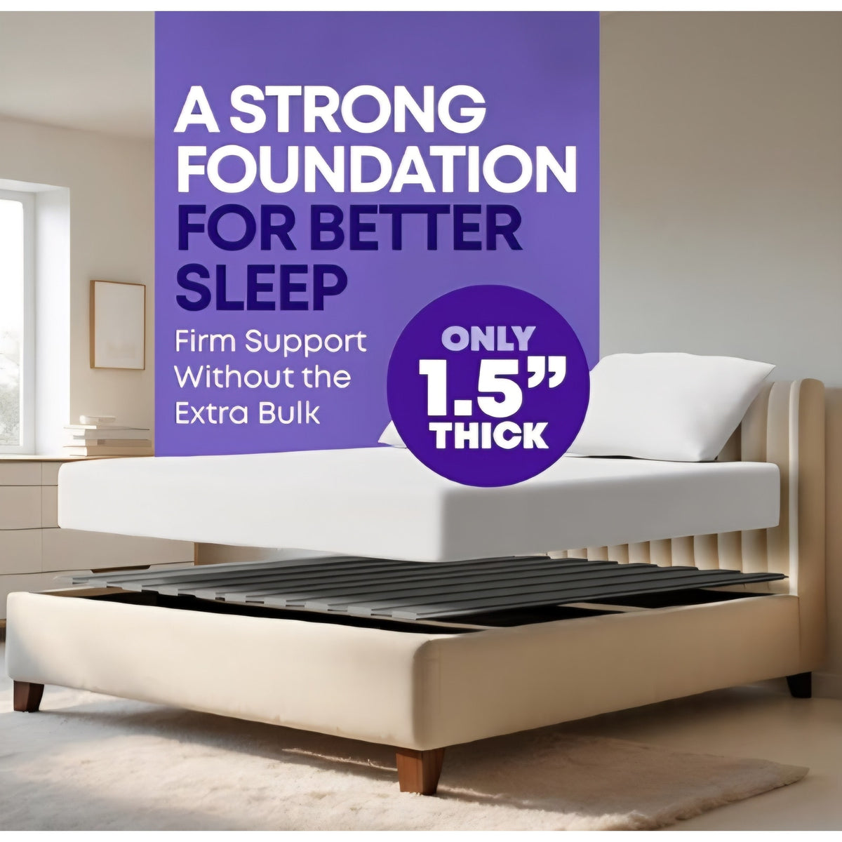Greaton, Wooden King Bed Slats for Support Under Mattress with Cover – Replacement Wood Slats