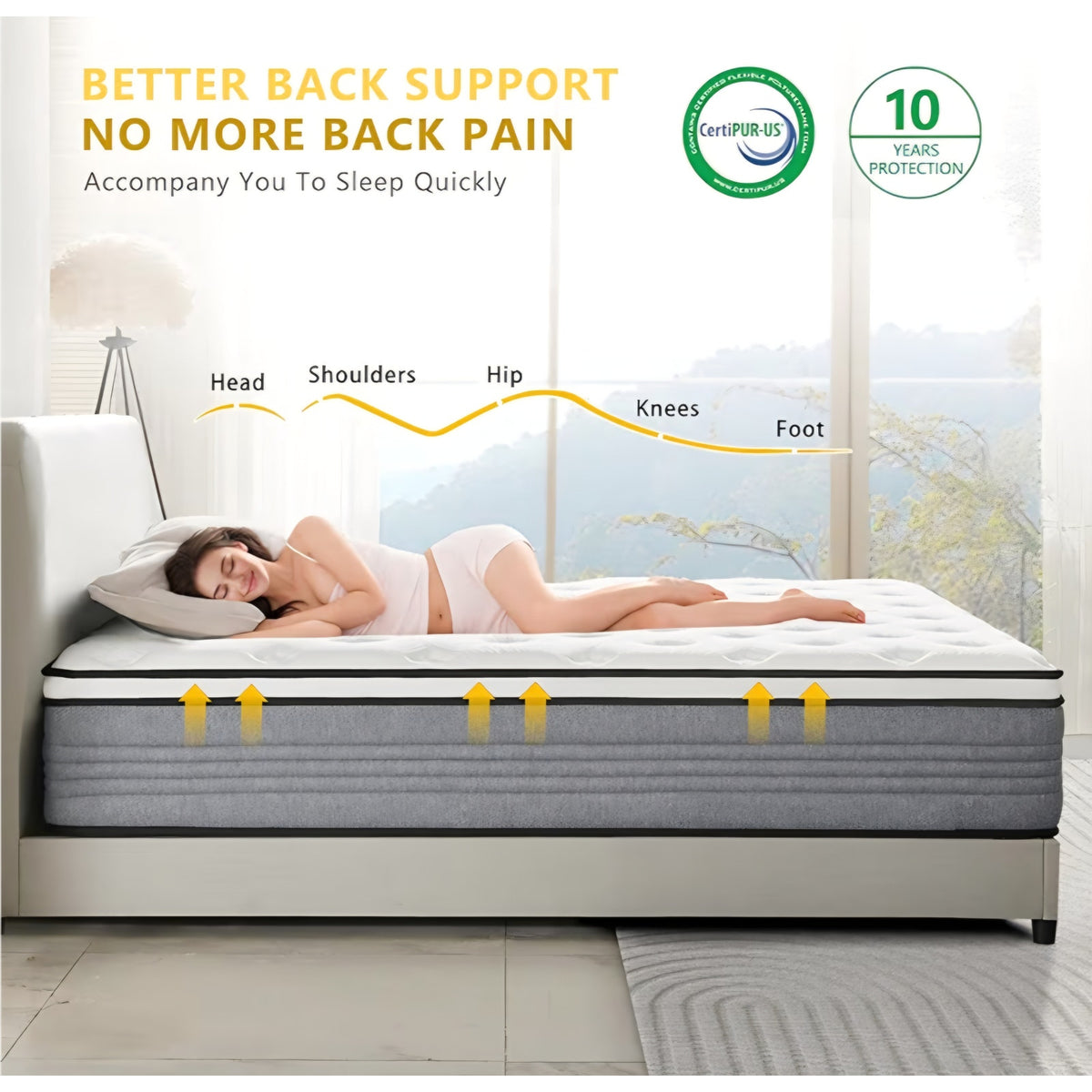 Vipcute King Size Mattress, 14 Inch King Mattresses, 14 inch Hybrid Pocketed Coil Mattress in a Box
